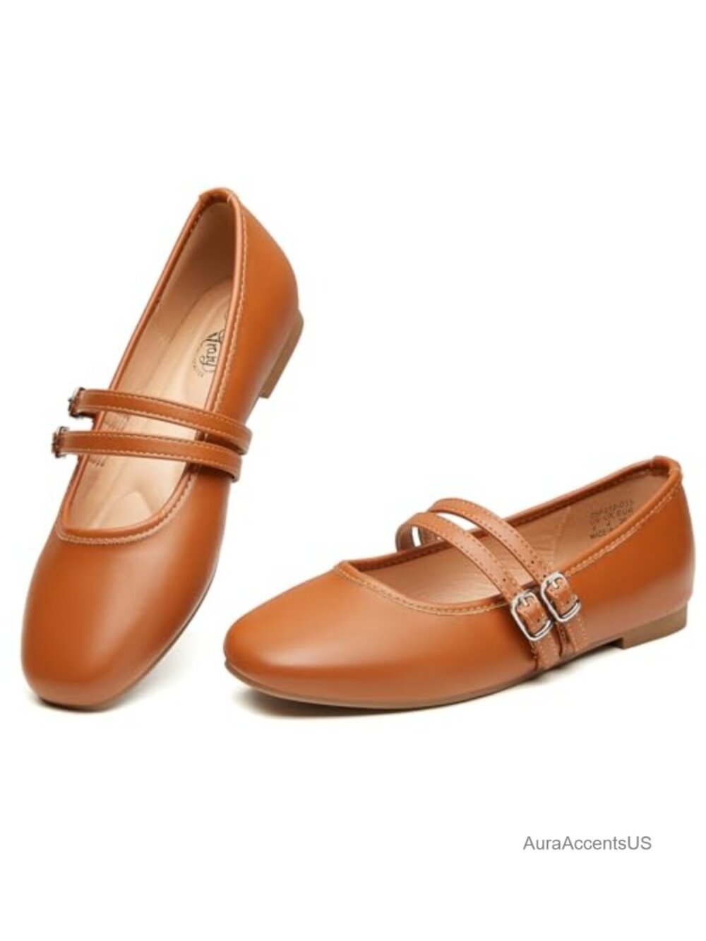Mary Jane Flats Square Toe Buckle Strap Slip On Ballet Shoes